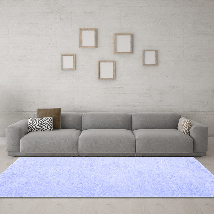 Machine Washable Solid Blue Modern Rug in a Living Room, wshcon1478blu