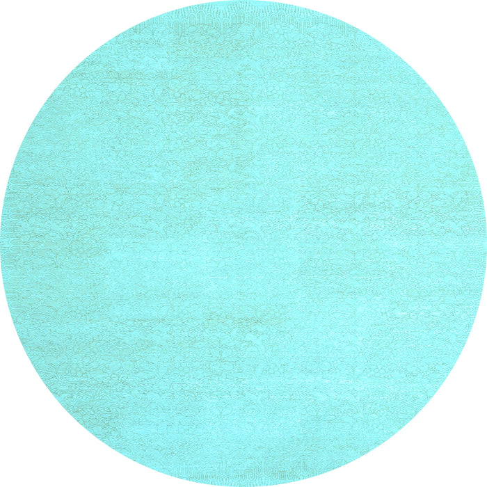 Round Machine Washable Solid Light Blue Modern Rug, wshcon1478lblu