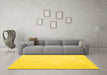 Machine Washable Solid Yellow Modern Rug in a Living Room, wshcon1478yw