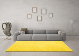 Machine Washable Solid Yellow Modern Rug in a Living Room, wshcon1478yw