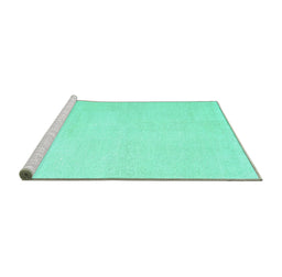Sideview of Machine Washable Solid Turquoise Modern Area Rugs, wshcon1478turq