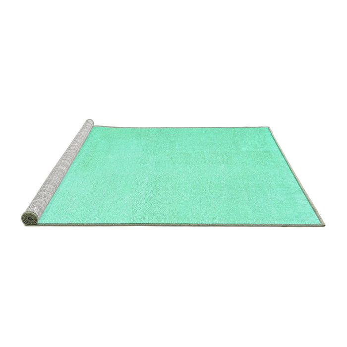 Sideview of Machine Washable Solid Turquoise Modern Area Rugs, wshcon1478turq
