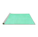 Sideview of Machine Washable Solid Turquoise Modern Area Rugs, wshcon1478turq