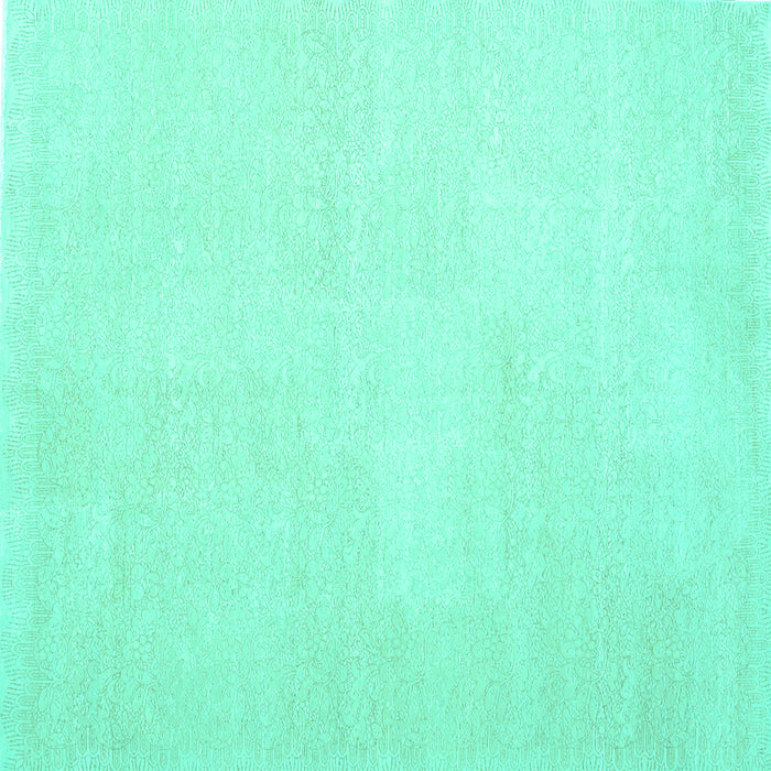 Square Machine Washable Solid Turquoise Modern Area Rugs, wshcon1478turq