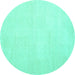 Round Solid Turquoise Modern Rug, con1478turq