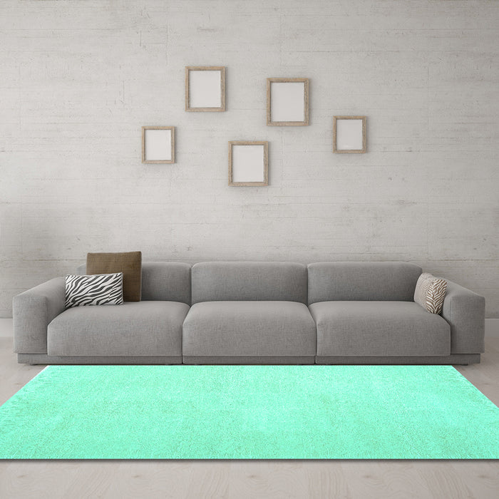 Machine Washable Solid Turquoise Modern Area Rugs in a Living Room,, wshcon1478turq