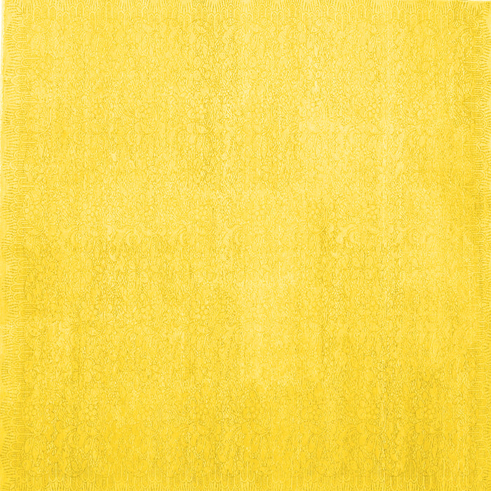 Square Machine Washable Solid Yellow Modern Rug, wshcon1478yw