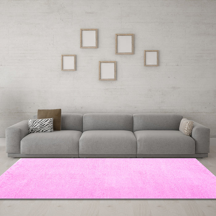 Machine Washable Solid Pink Modern Rug in a Living Room, wshcon1478pnk