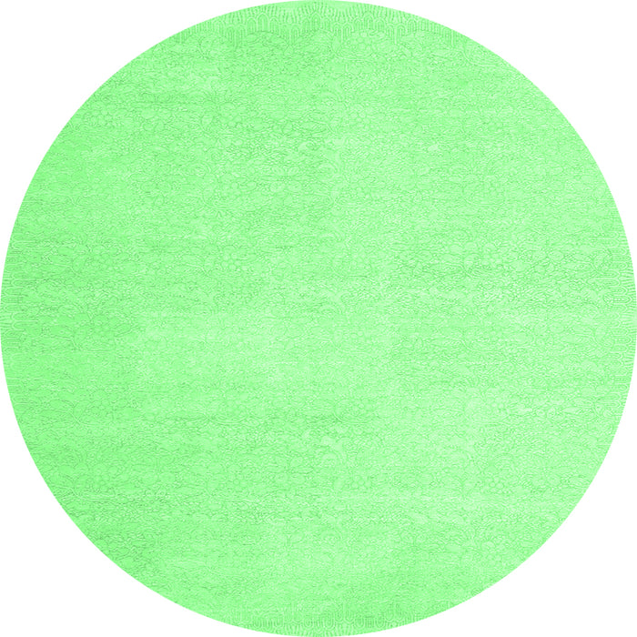 Round Machine Washable Solid Emerald Green Modern Area Rugs, wshcon1478emgrn