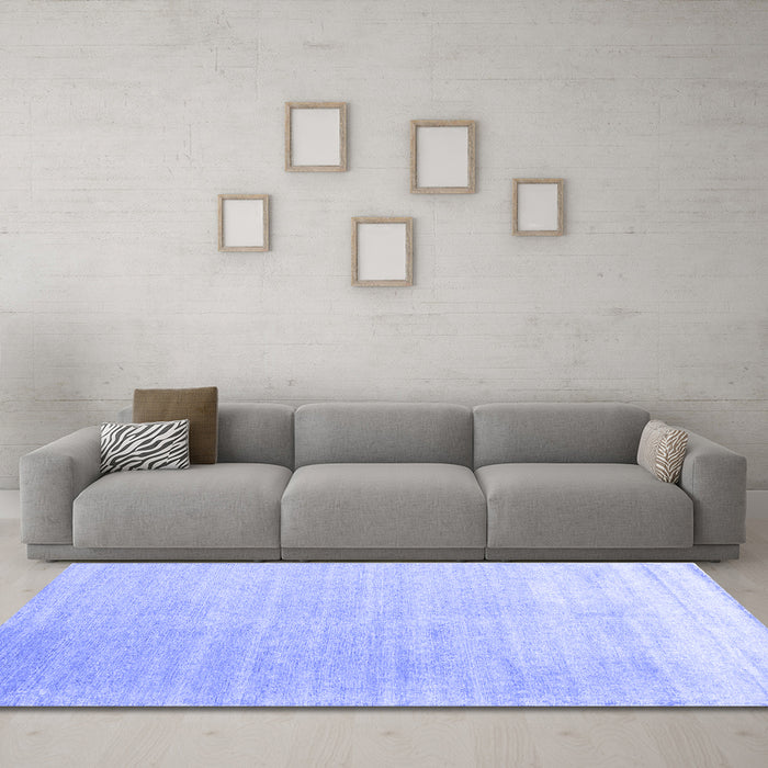 Machine Washable Abstract Blue Contemporary Rug in a Living Room, wshcon1479blu