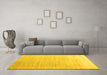 Machine Washable Abstract Yellow Contemporary Rug in a Living Room, wshcon1479yw