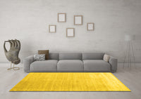 Machine Washable Abstract Yellow Contemporary Rug, wshcon1479yw