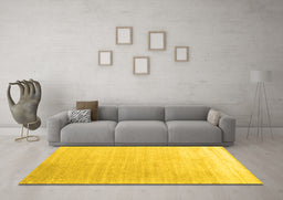 Machine Washable Abstract Yellow Contemporary Rug in a Living Room, wshcon1479yw