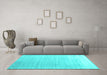 Machine Washable Abstract Turquoise Contemporary Area Rugs in a Living Room,, wshcon1479turq