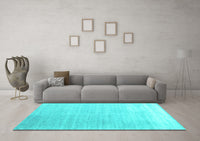 Machine Washable Abstract Turquoise Contemporary Rug, wshcon1479turq