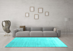 Machine Washable Abstract Turquoise Contemporary Area Rugs in a Living Room,, wshcon1479turq