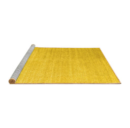 Sideview of Machine Washable Abstract Yellow Contemporary Rug, wshcon1479yw