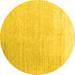 Round Abstract Yellow Contemporary Rug, con1479yw