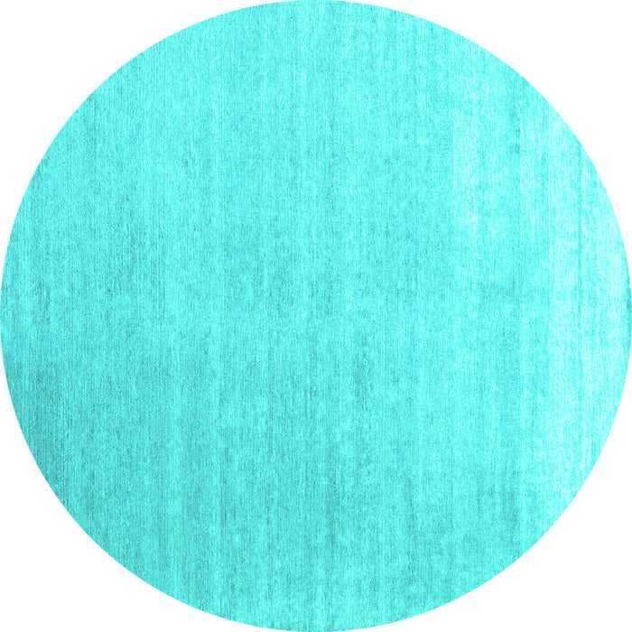 Round Machine Washable Abstract Turquoise Contemporary Area Rugs, wshcon1479turq
