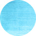 Round Abstract Light Blue Contemporary Rug, con1479lblu