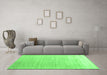 Machine Washable Abstract Green Contemporary Area Rugs in a Living Room,, wshcon1479grn