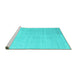 Sideview of Machine Washable Abstract Turquoise Contemporary Area Rugs, wshcon1479turq