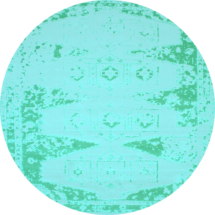 Round Abstract Light Blue Contemporary Rug, con147lblu