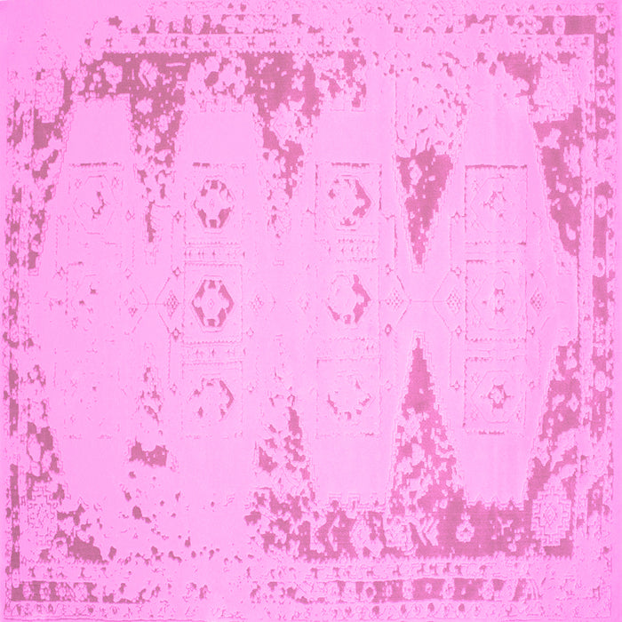 Square Machine Washable Abstract Pink Contemporary Rug, wshcon147pnk