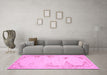 Machine Washable Abstract Pink Contemporary Rug in a Living Room, wshcon147pnk