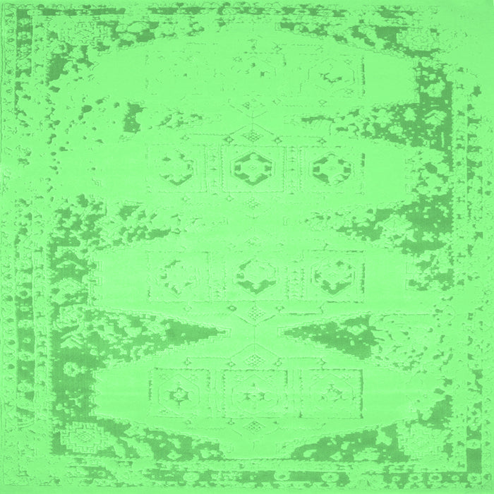Square Machine Washable Abstract Emerald Green Contemporary Area Rugs, wshcon147emgrn