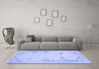 Machine Washable Abstract Blue Contemporary Rug, wshcon147blu