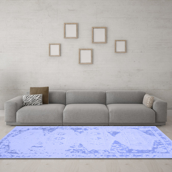 Machine Washable Abstract Blue Contemporary Rug in a Living Room, wshcon147blu