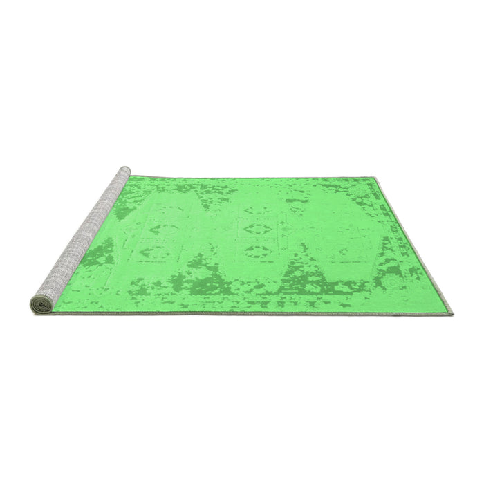 Sideview of Machine Washable Abstract Emerald Green Contemporary Area Rugs, wshcon147emgrn