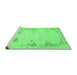 Sideview of Machine Washable Abstract Emerald Green Contemporary Area Rugs, wshcon147emgrn