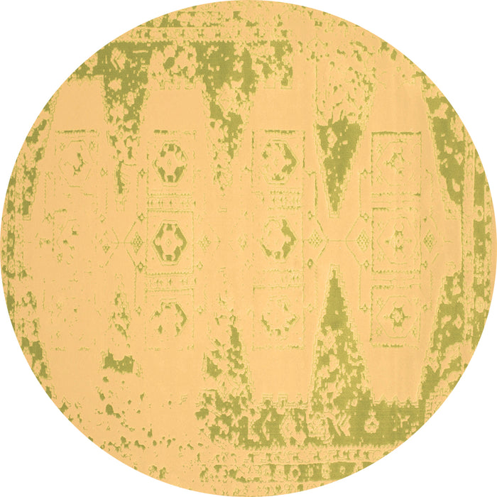 Round Abstract Brown Contemporary Rug, con147brn