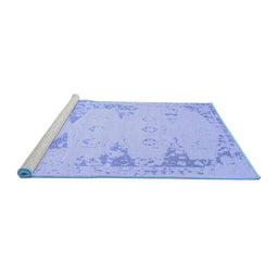 Sideview of Machine Washable Abstract Blue Contemporary Rug, wshcon147blu