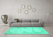 Machine Washable Abstract Turquoise Contemporary Area Rugs in a Living Room,, wshcon147turq