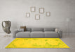 Machine Washable Abstract Yellow Contemporary Rug in a Living Room, wshcon147yw