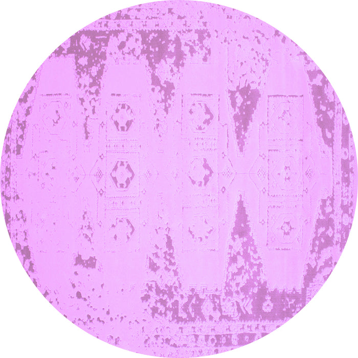 Round Machine Washable Abstract Purple Contemporary Area Rugs, wshcon147pur