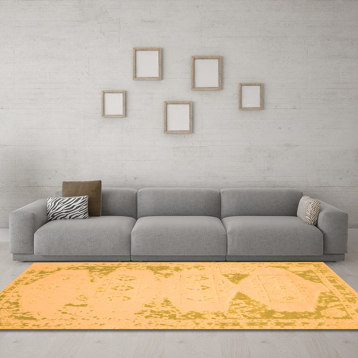 Machine Washable Abstract Orange Contemporary Area Rugs in a Living Room, wshcon147org