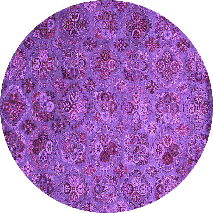 Round Machine Washable Abstract Purple Contemporary Area Rugs, wshcon1480pur