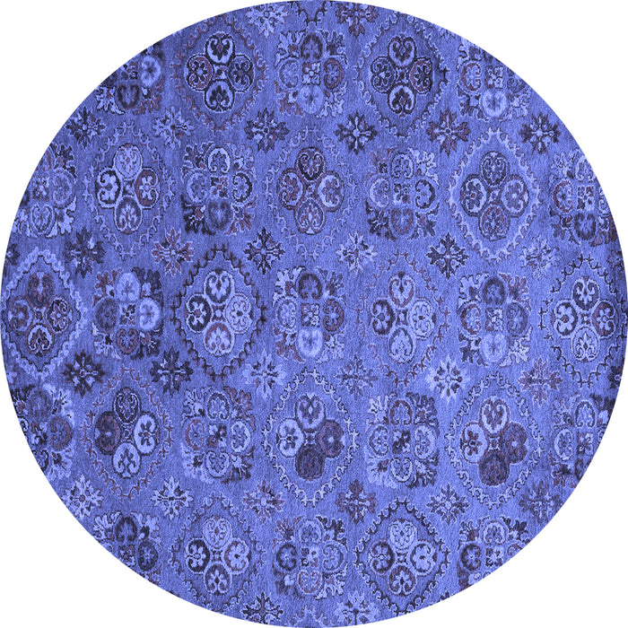Round Machine Washable Abstract Blue Contemporary Rug, wshcon1480blu