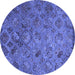 Round Abstract Blue Contemporary Rug, con1480blu