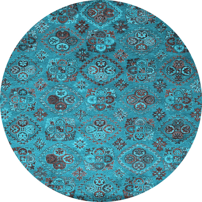 Round Abstract Light Blue Contemporary Rug, con1480lblu