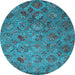 Round Abstract Light Blue Contemporary Rug, con1480lblu