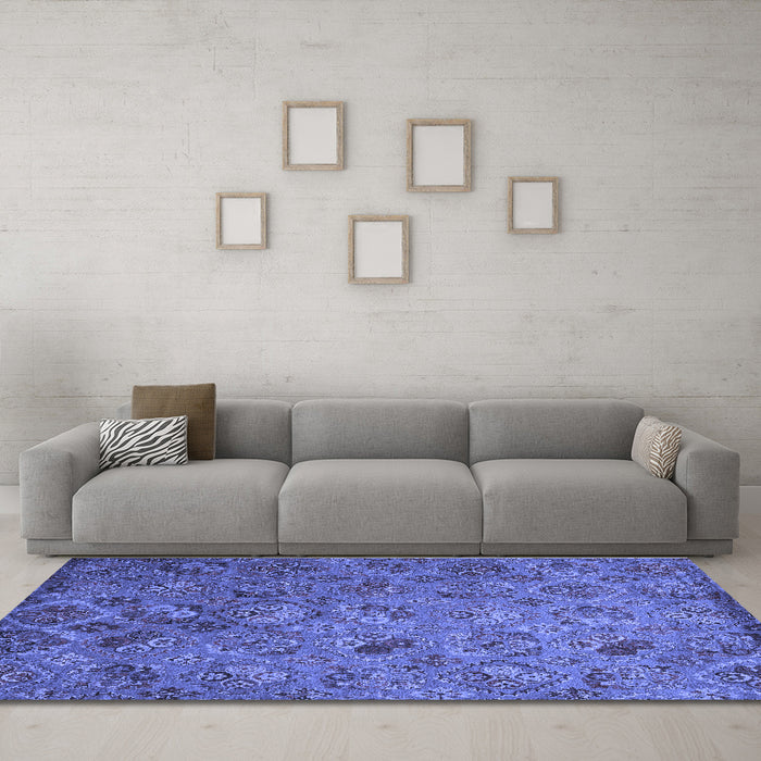 Machine Washable Abstract Blue Contemporary Rug in a Living Room, wshcon1480blu