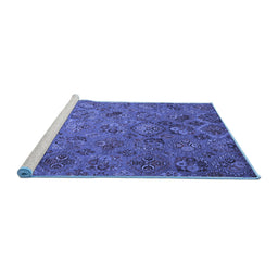 Sideview of Machine Washable Abstract Blue Contemporary Rug, wshcon1480blu