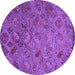 Round Abstract Purple Contemporary Rug, con1480pur