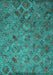 Machine Washable Abstract Turquoise Contemporary Area Rugs, wshcon1480turq