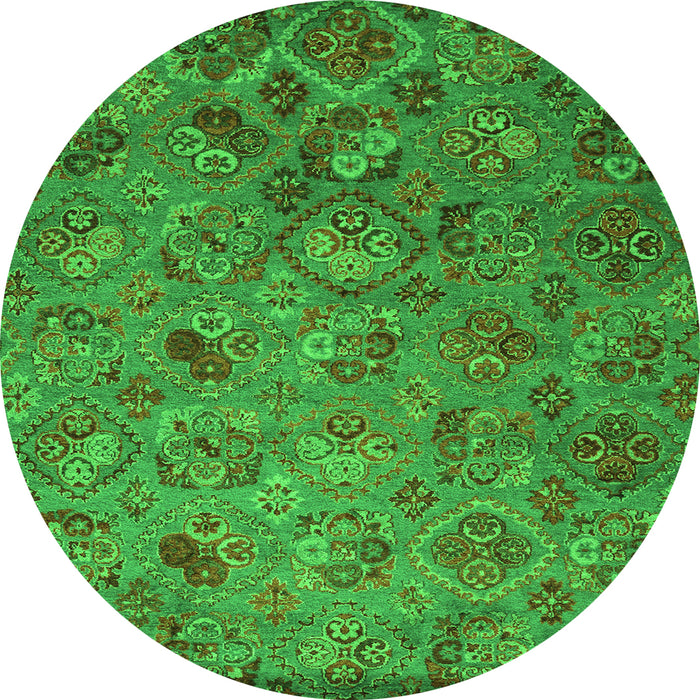 Square Abstract Green Contemporary Rug, con1480grn